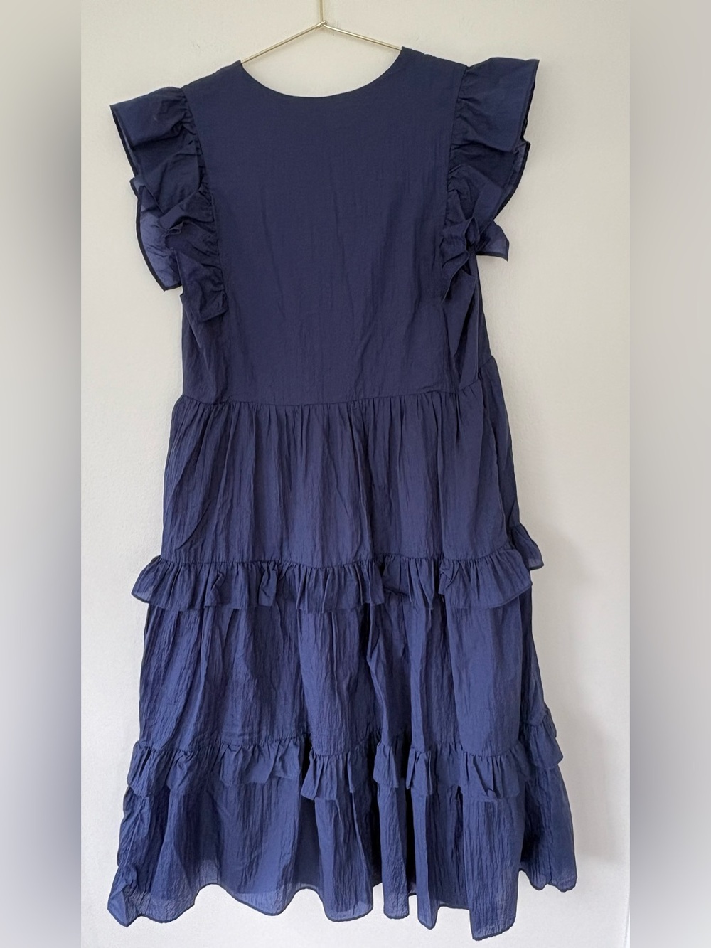 Amanda Uprichard Navy Ruffle Tiered Midi wedding guest - Picture 3 of 4